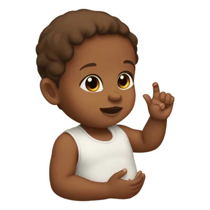 brownskin baby holding up the ring finger sticker