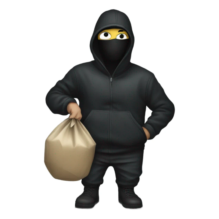 robber sneaking away with a large bag of money sticker