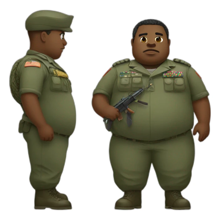 a fat black man dressed in military attire fighting with a crocodile sticker