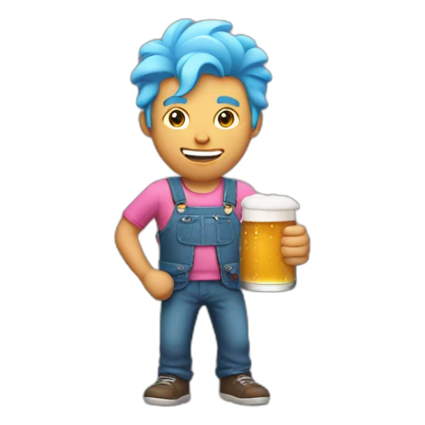 guy with pink blue hair holding beer in his hand sticker