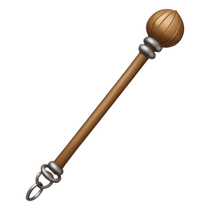Wooden monk’s staff with metal rings at top. sticker