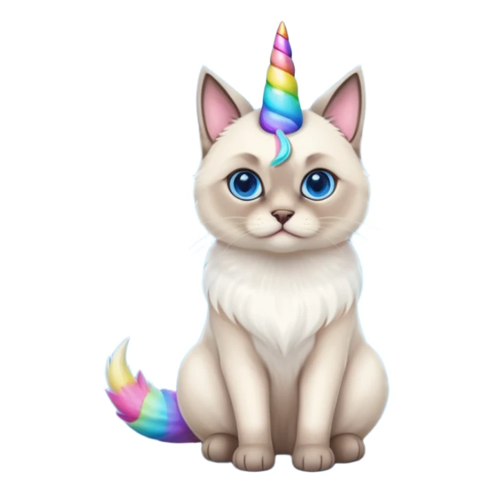 Siamese cat with a unicorn horn sticker