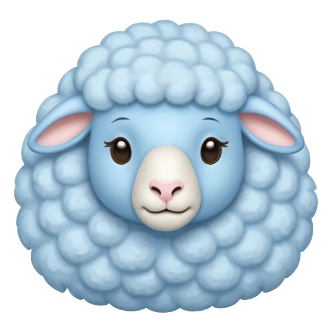 dreamy pastel blue sheep with fluffy wool and sleepy expression, like from a dream sticker