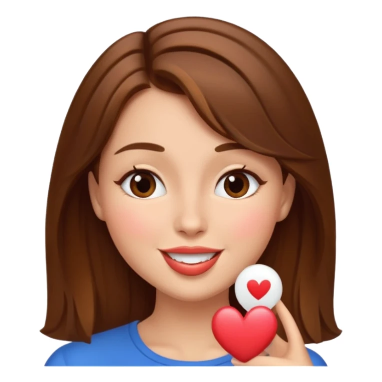 brownhaired woman sending kiss sticker
