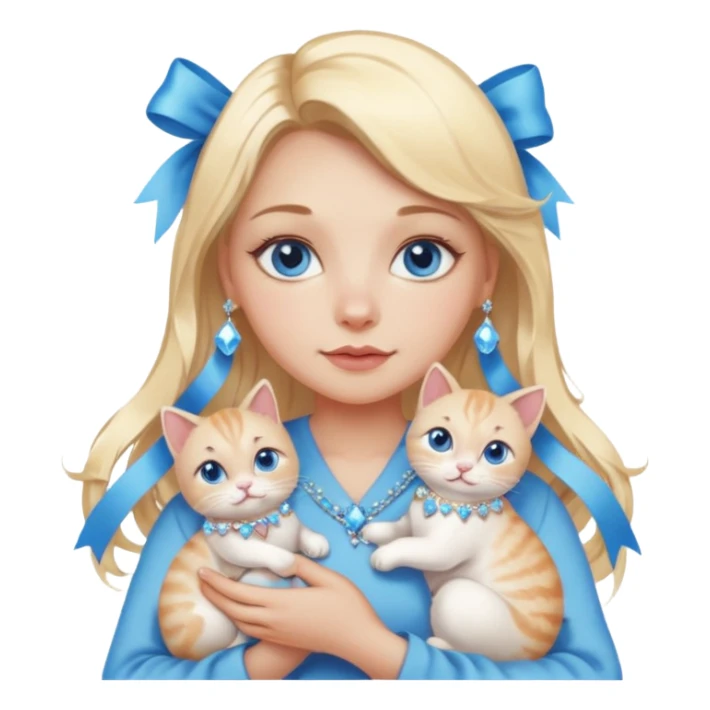woman holding baby cats with ribbons and crystals sticker