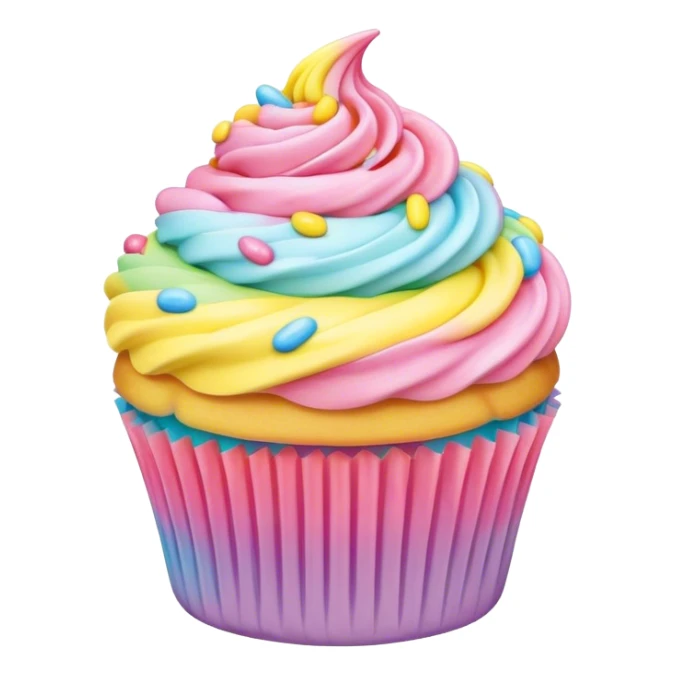 melted pastel  rainbow kawaii cupcake sticker