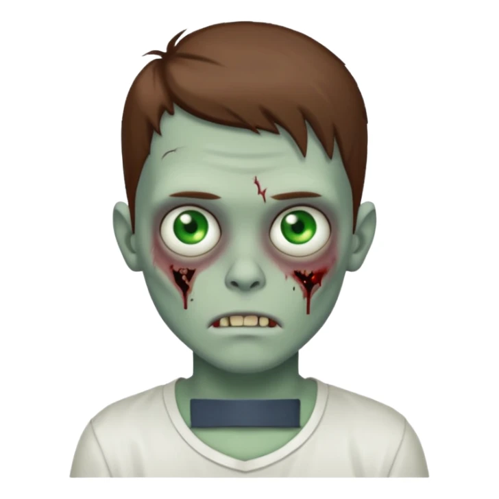 zombie boy with brown hair and white shirt sticker