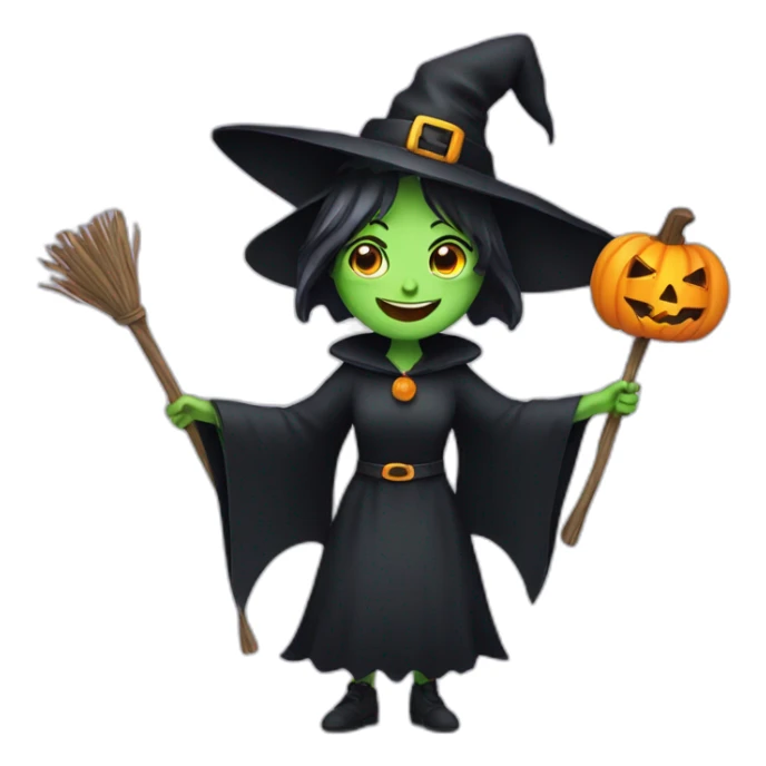 A witch that is holding a sign reading Happy Halloween  sticker