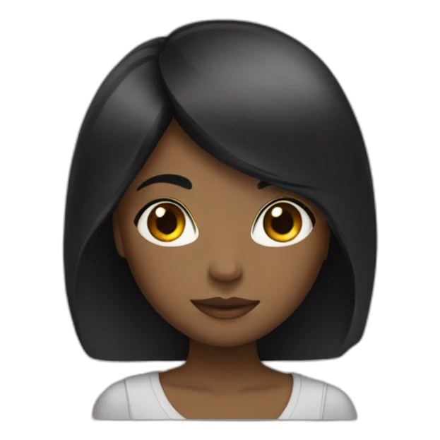black girl with big straight black hair sticker
