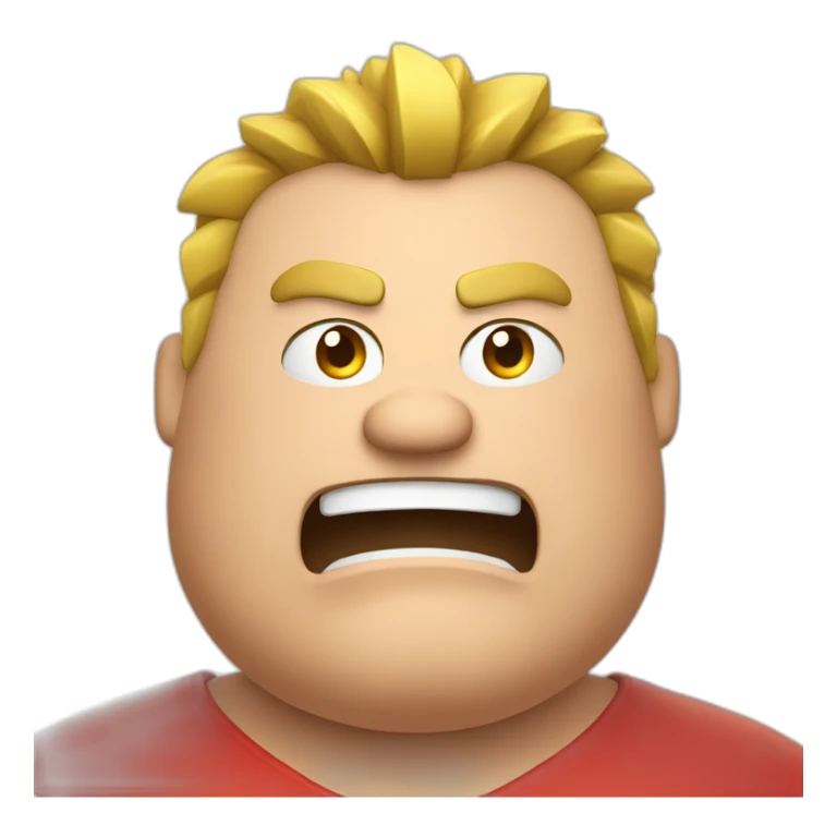 angry fat guy with a red shirt and a mohawk yelling sticker