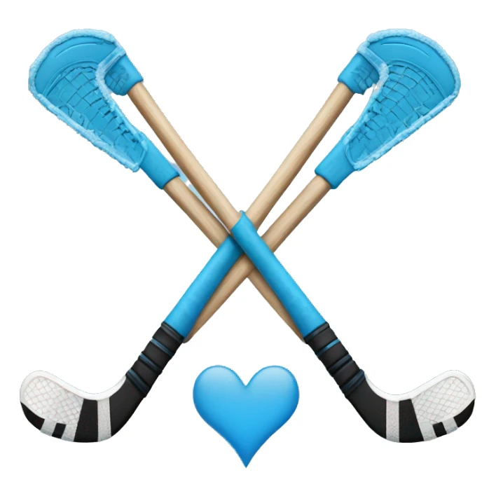 blue heart with crossed ice hockey sticks sticker