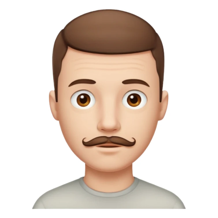 Pale man with short buzz cut brown hair with chin beard and mustache  sticker
