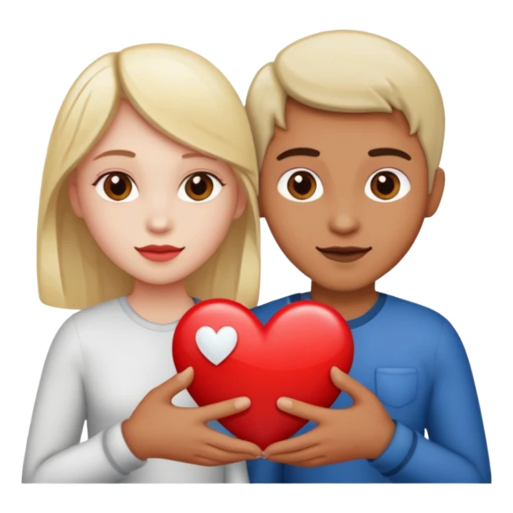 Two people holding half a heart up sticker