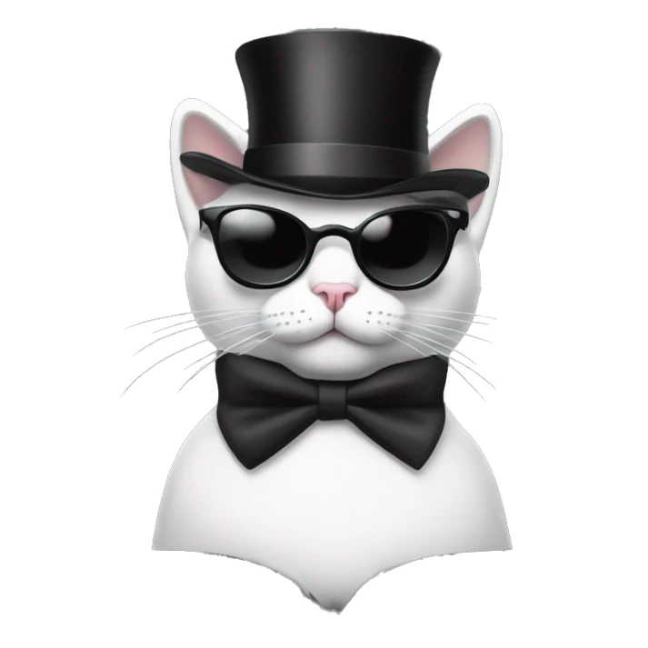 Black and white cat with top hat and sunglasses sticker