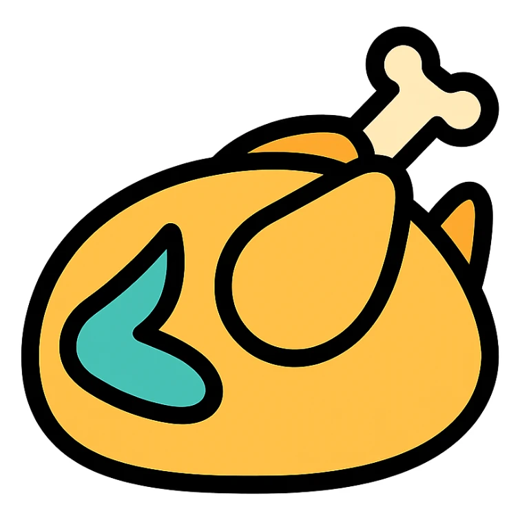 color outline icon style chicken sticker