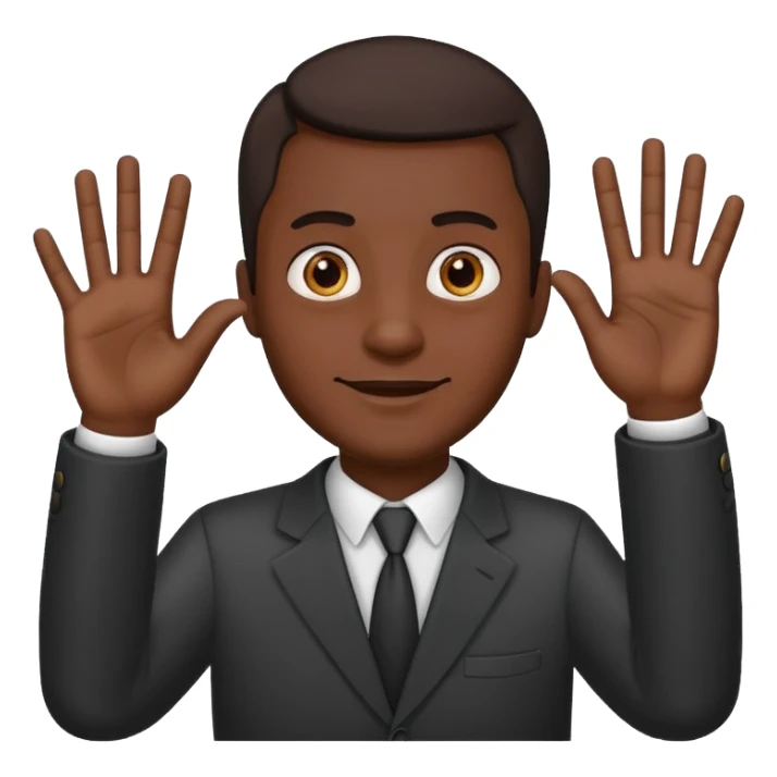 dark-skinned man waving hand with seven fingers emoji style sticker