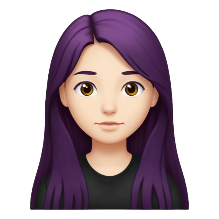 A avatar whit black shirt and berry long hair sticker