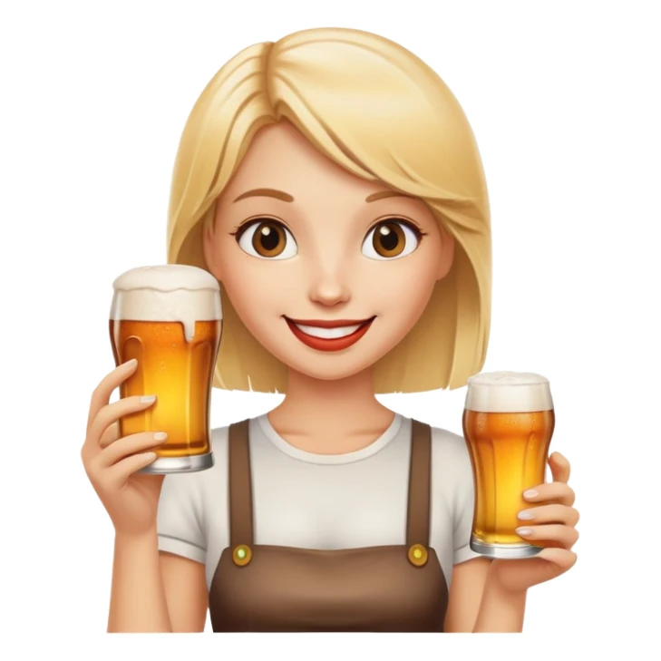 happy blonde girl with burger and beer  sticker