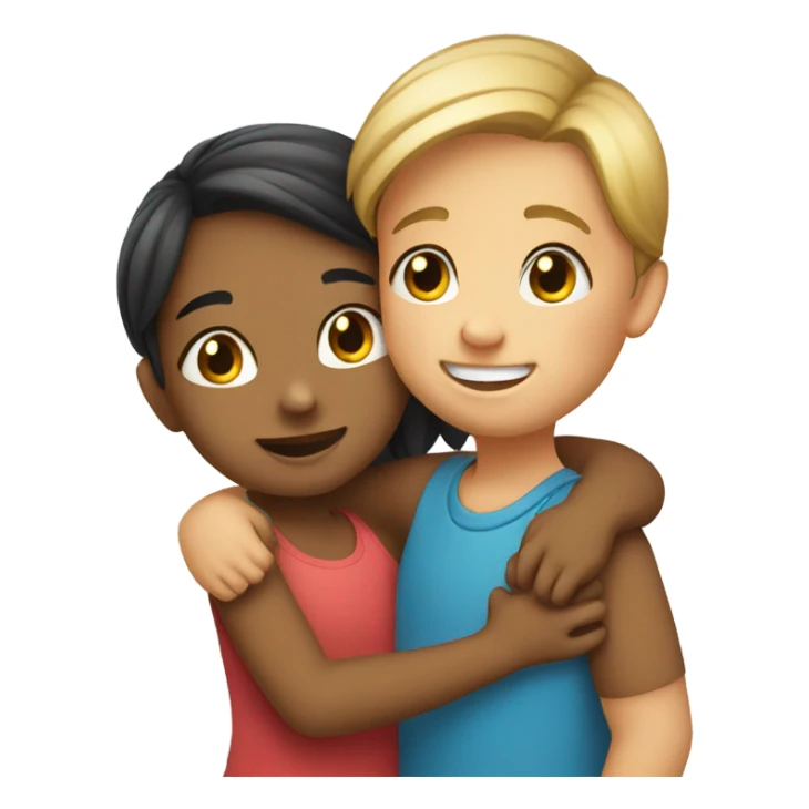smiling girls with boy hug sticker