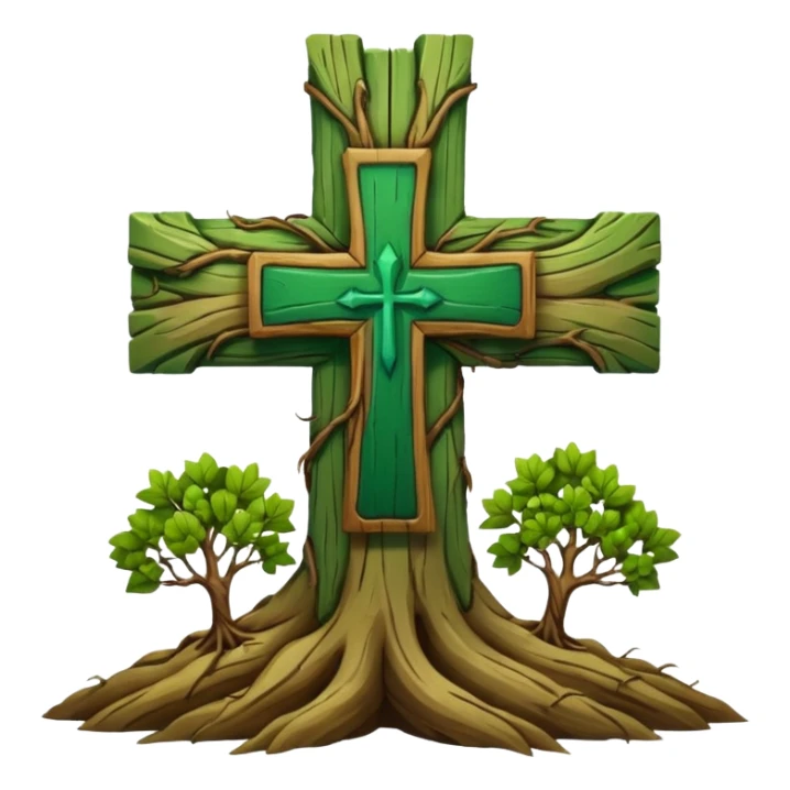 green cross with roots growing out of the bottom sticker