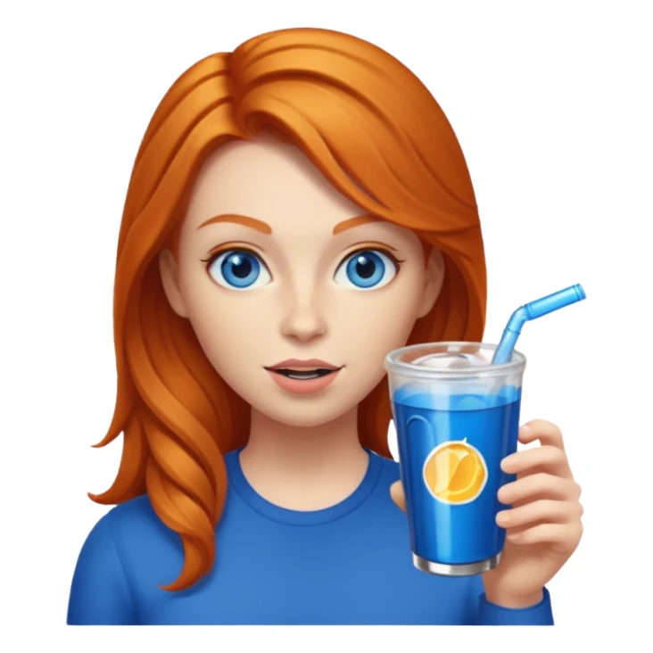 ginger woman sipping energy drink blue eyes sticker