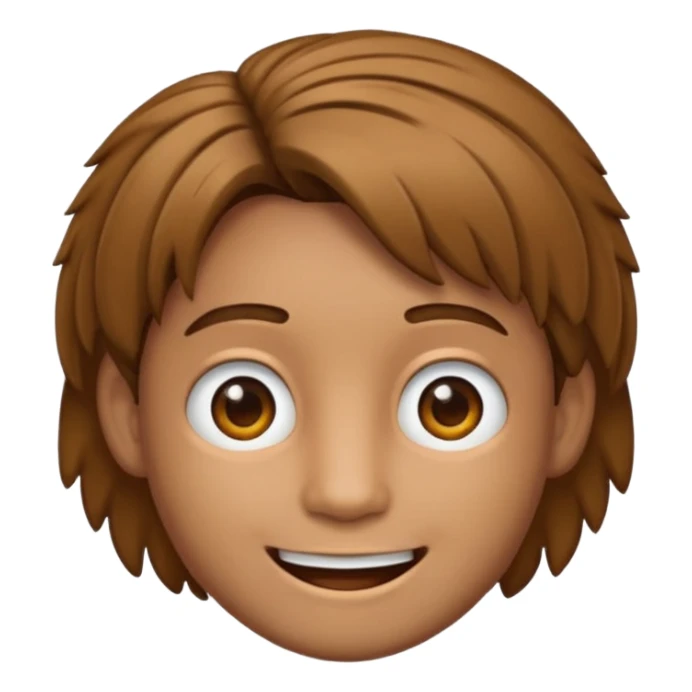 Crie um emoji de um menino com o cabelo castanho claro com uma franja e o corte low fade sticker