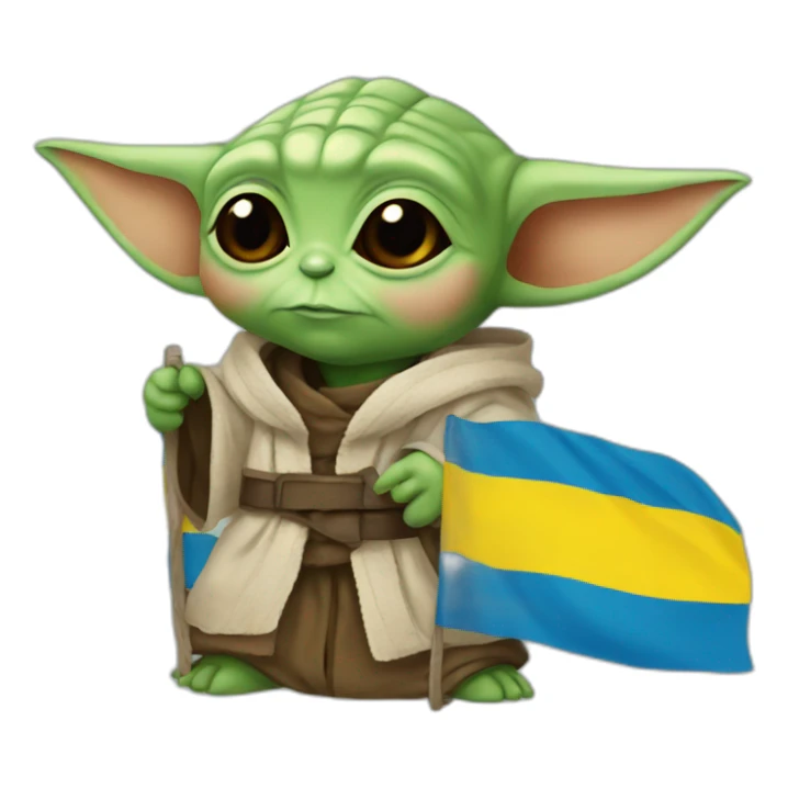 baby yoda  Ukraine flag sticker