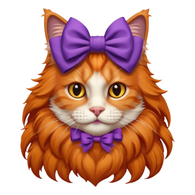 Ginger Mainee-coon with purple bow only on head sticker