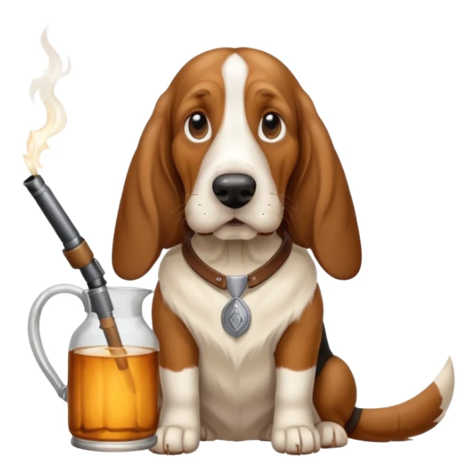 hillbilly basset hound with moonshine and a gun sticker