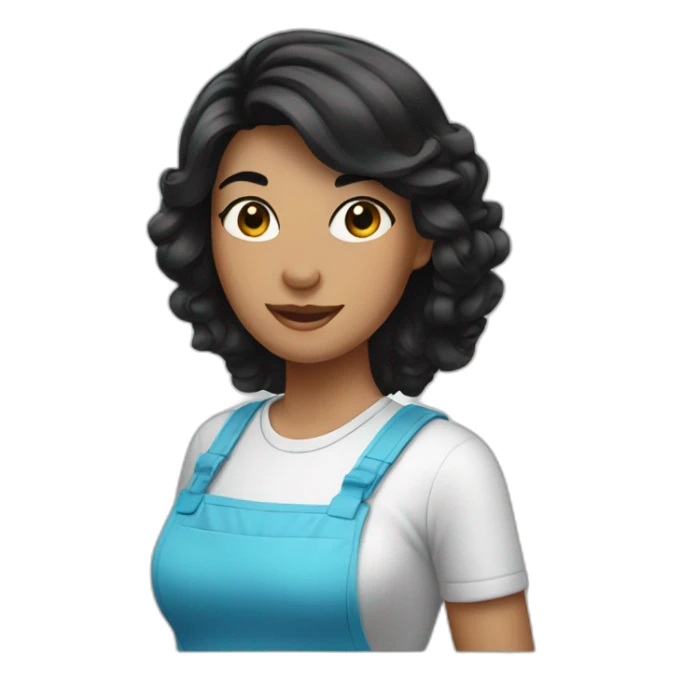 Lady black hair cleaning sticker