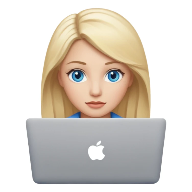 Change emoji of woman technologist with mac laptop (code U+1F469 U+1F3FB U+200D U+1F4BB) to blonde blue eyed. dont change other features sticker