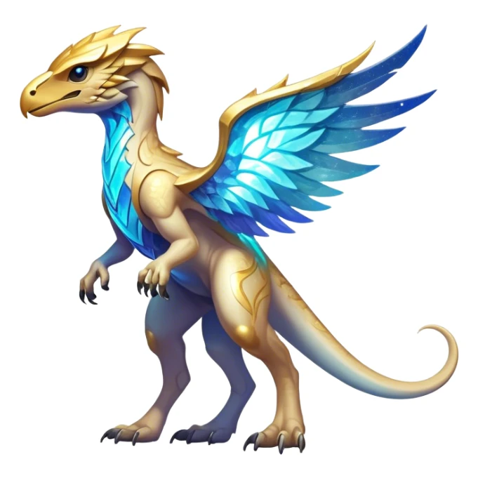 Shiny Sparkly Futuristic Celestial Magical Ethereal Godly Divine Nebula-Fakemon-Pokemon-Digimon-Spectrobes-Raptor-fusion, full body sticker