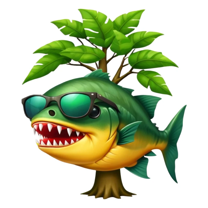 giant piranha eating tree with sunglasses sticker