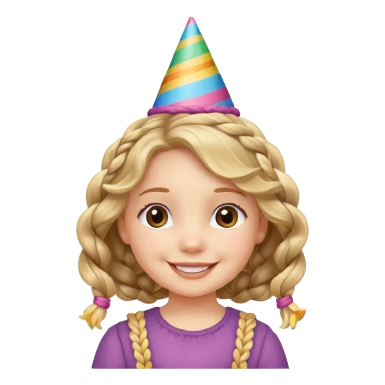 a little girl with wavy braided hair with birthday hat















 sticker