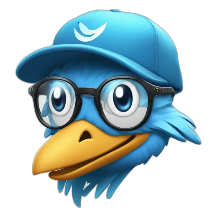 Crazy funny Cyberpunk Articuno head with beautiful smile wearing glasses and hat sticker