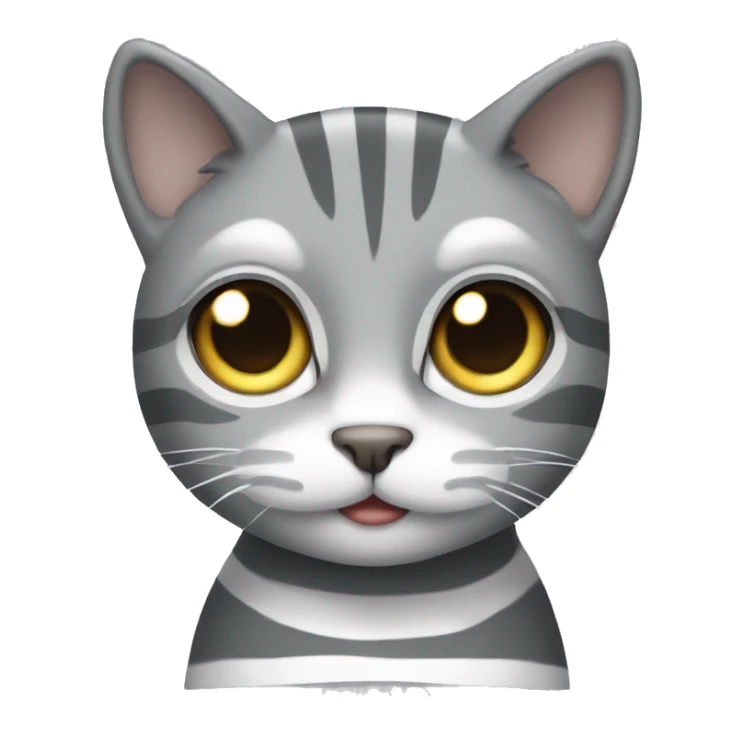 grey cat with white stripes and grey eyes sticker