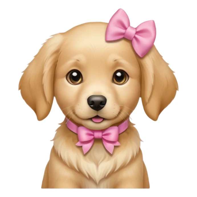 female golden retriever puppy with pink bows above her ears sticker