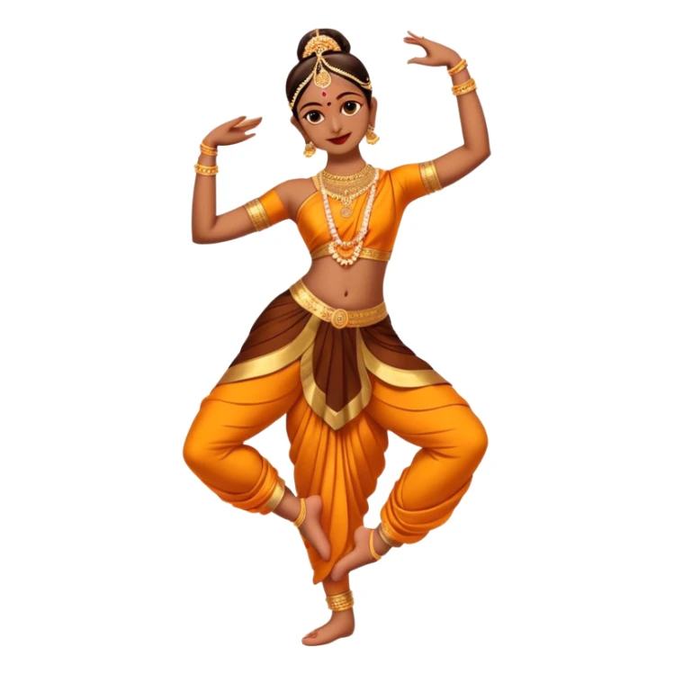 cinematic-realistic-bharatanatyam-dance-emoji,-depicted-as-an-elegant-classical-indian-dance-performance-with-graceful-poses,-intricate-costumes,-and-expressive-hand-gestures,-rendered-with-rich-textures-and-warm-dramatic-lighting, single dancer full body  sticker