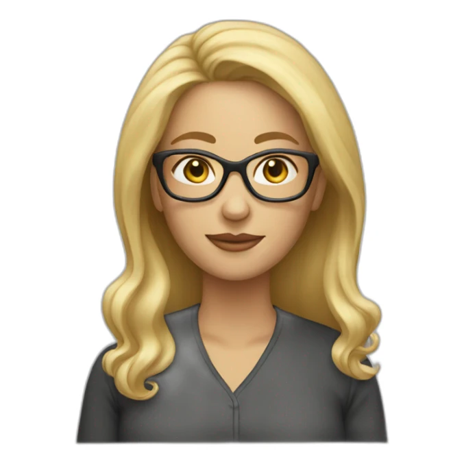 Blonde woman long hair glasses 50 years old sticker