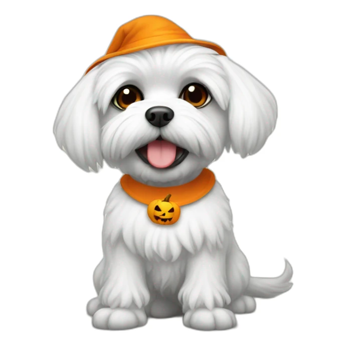 maltese in halloween costume sit sticker