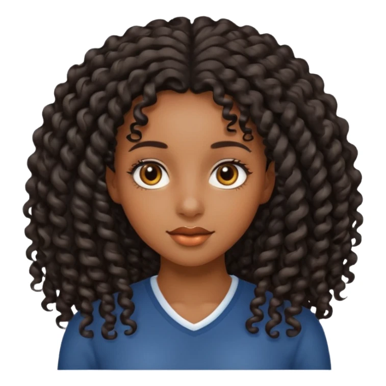 Black girl with long curly hair sticker