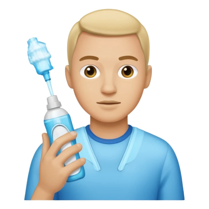 ligth man spraying with spray febreze sticker