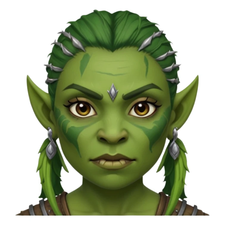 ESO female orc warrior with lashes and earrings sticker