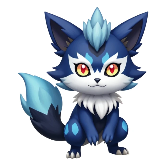 Shiny Evil mExotic Badass Colorful Ethereal Royal Mysterious Gothic Meowstic-Zorua-Litten-Noibat-Pokémon-Fakémon-hybrid-creature (full body) with random pattern-markings sticker