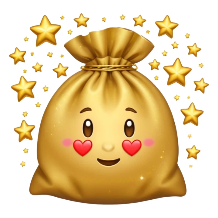 money bag with stars and hearts and sparkles sticker