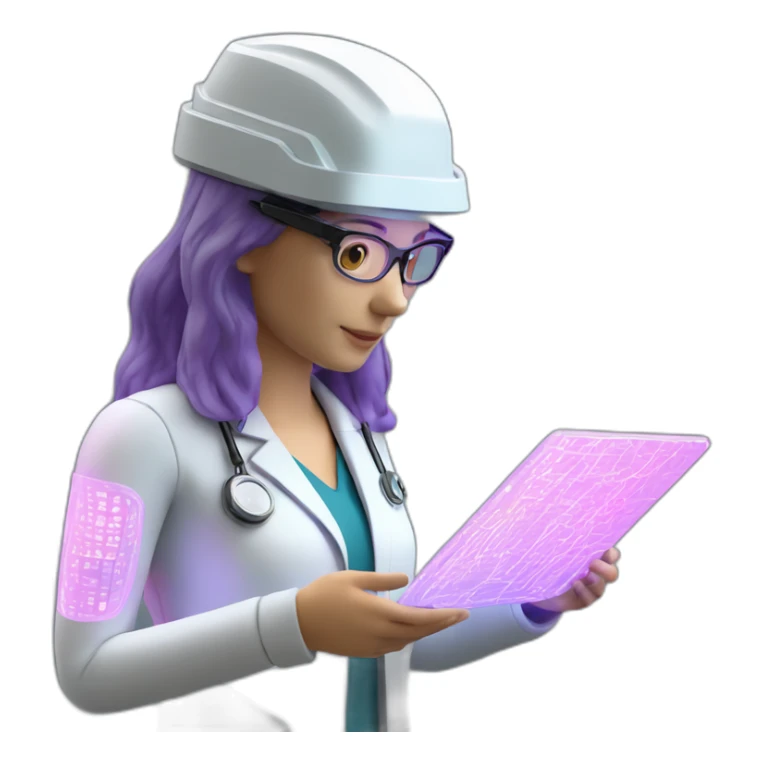 Biomedical-Engineer-studying-hologram-3d-model-of-breast sticker