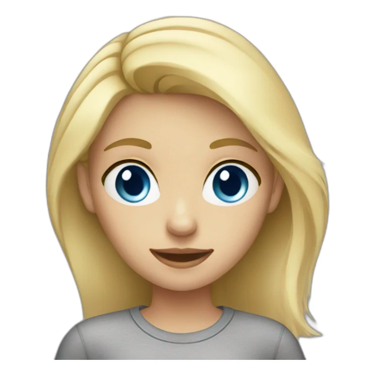 blonde girl with blue eyes in grey shirt sticker