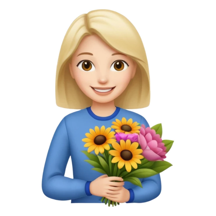 Shopper with flower bouquet sticker