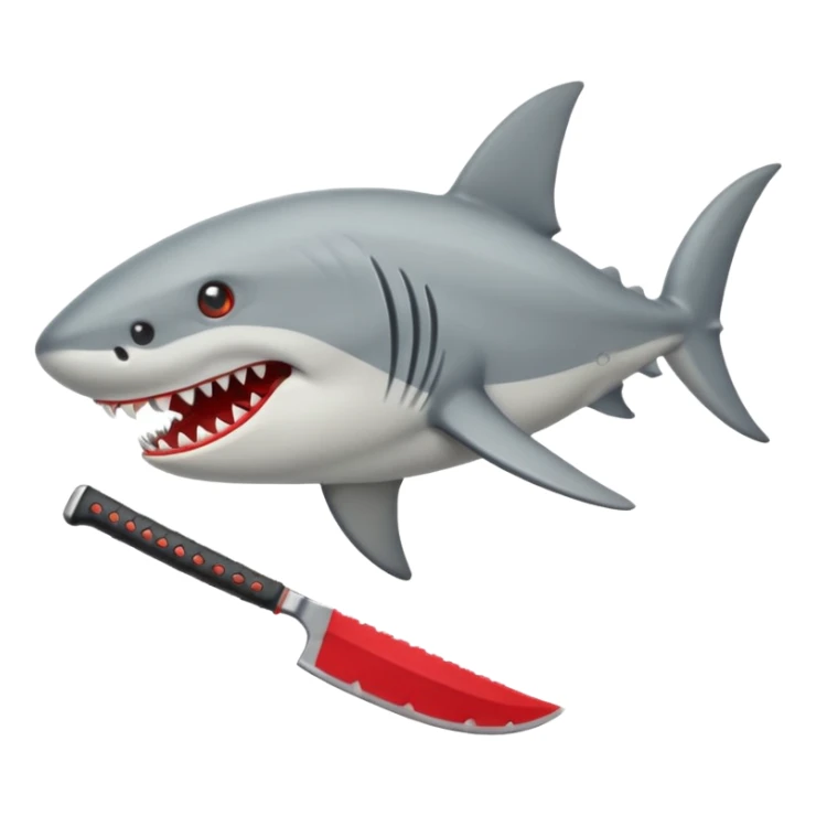 Tiburón con tenis rojos y macheta sticker