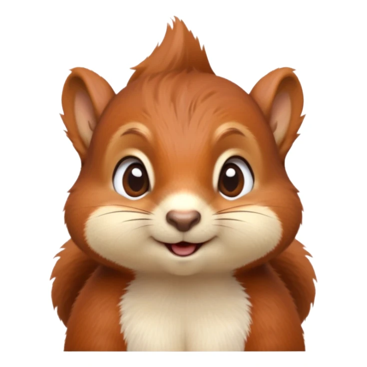 cinematic-cute-squirrel-portrait-emoji,-head-tilted-playfully-and-inquisitively,-featuring-a-fluffy,-vibrant-auburn-fur-with-a-delicate-cream-belly-and-a-bushy-tail,-round,-sparkling-eyes-filled-with-curious-mischief, sticker